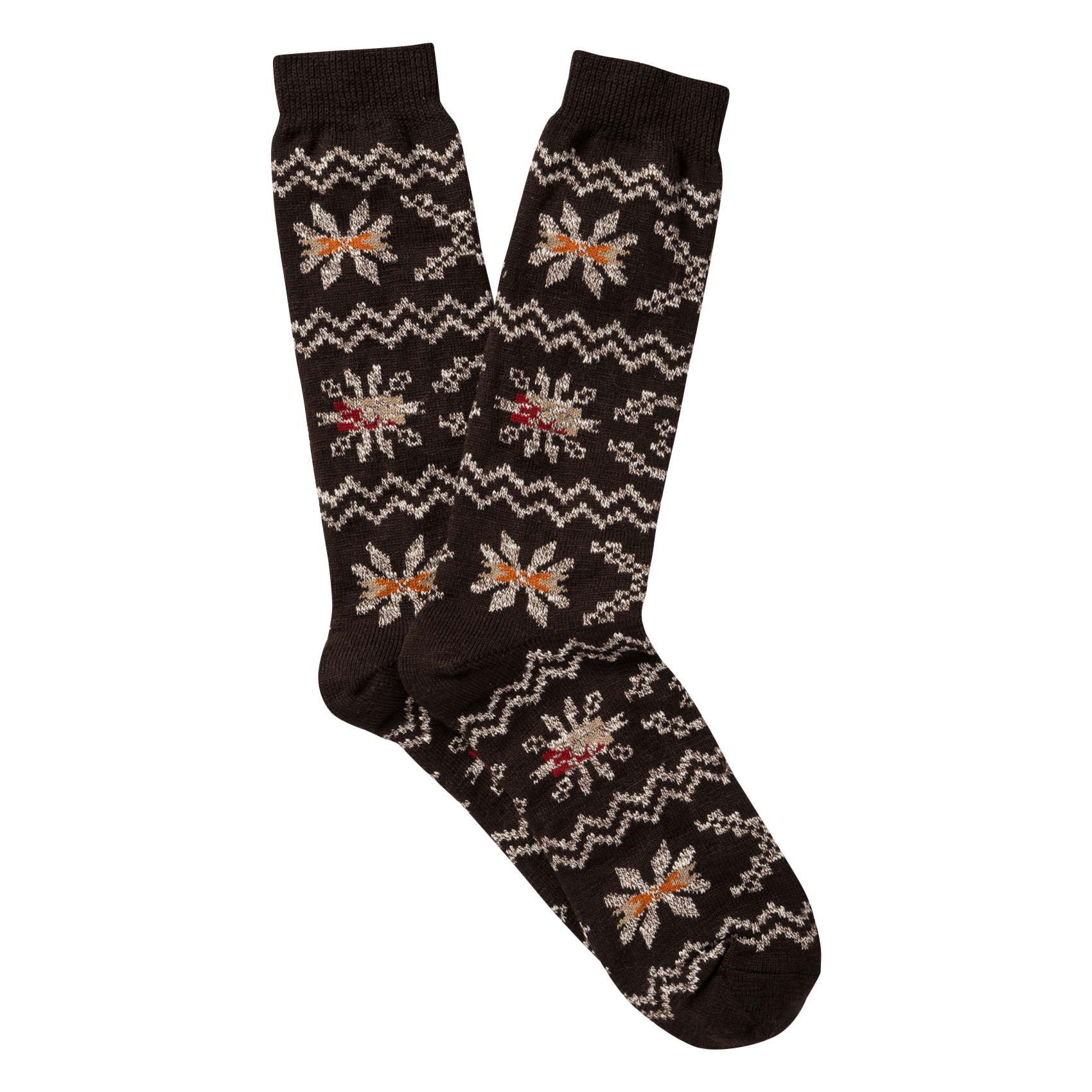 FAIR ISLE - Chaussettes en coton mélangé| Marron
