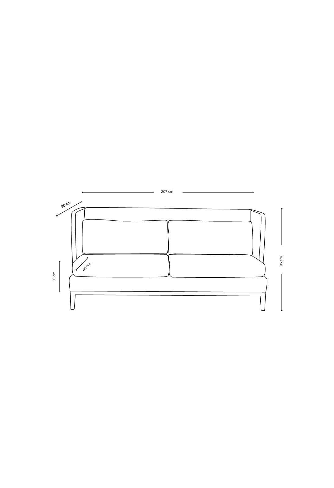 Spisestuesofa beige - 202x78x97 cm