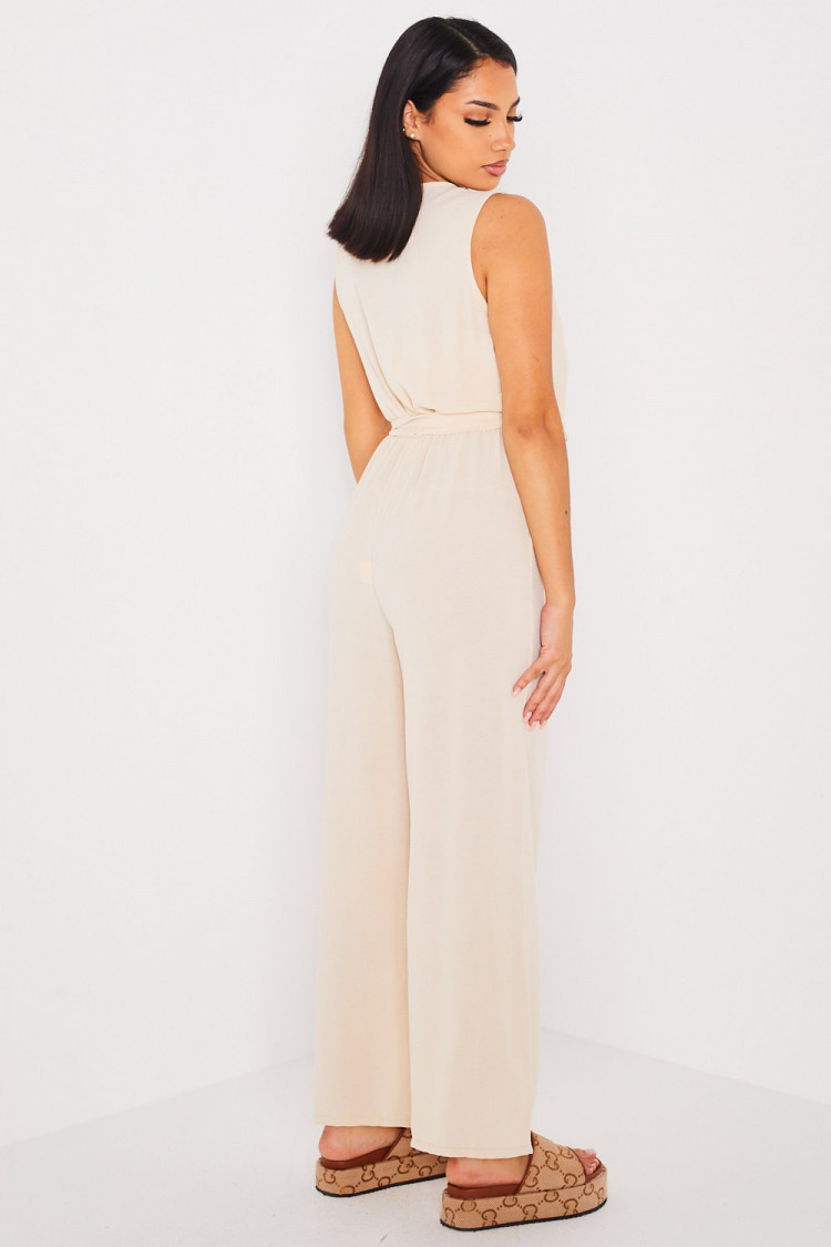 Combinaison pantalon ceinturée beige