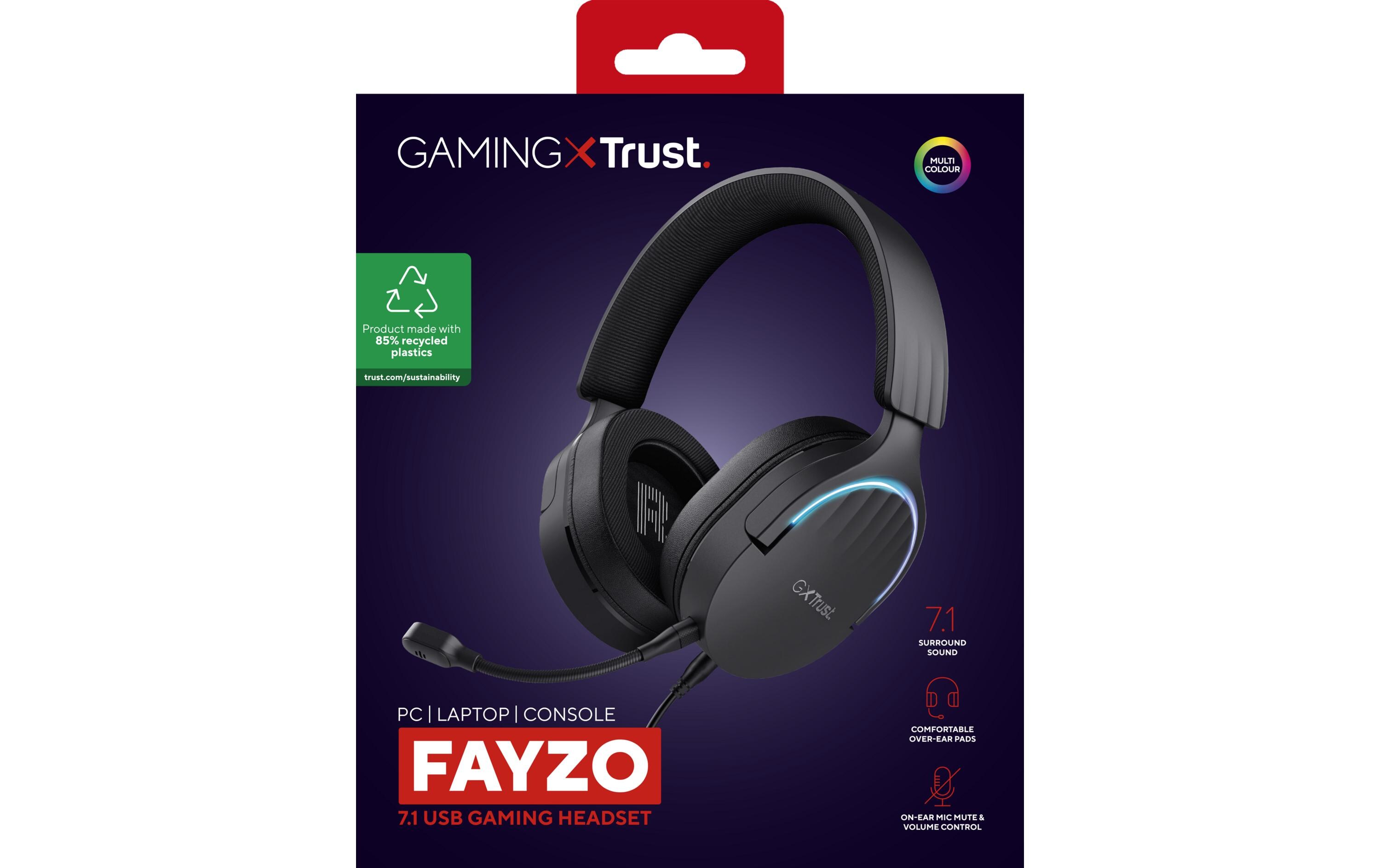 Headset GXT 490 FAYZO SchwarzLeistungsstarkes ohrumschliessendes 7.1 USB-Gaming-Headset für ein immersives Gaming-Erlebnis