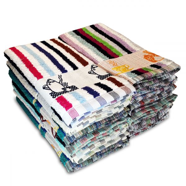 Briebe 12 Toalhas de Cozinha Felpudas 100% Algodão 50X50 Qualidade Feitas em Portugal Home PC12R