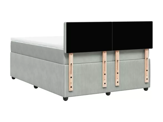 Sommier à lattes de lit et matelas Gris clair 160x200cm Velours