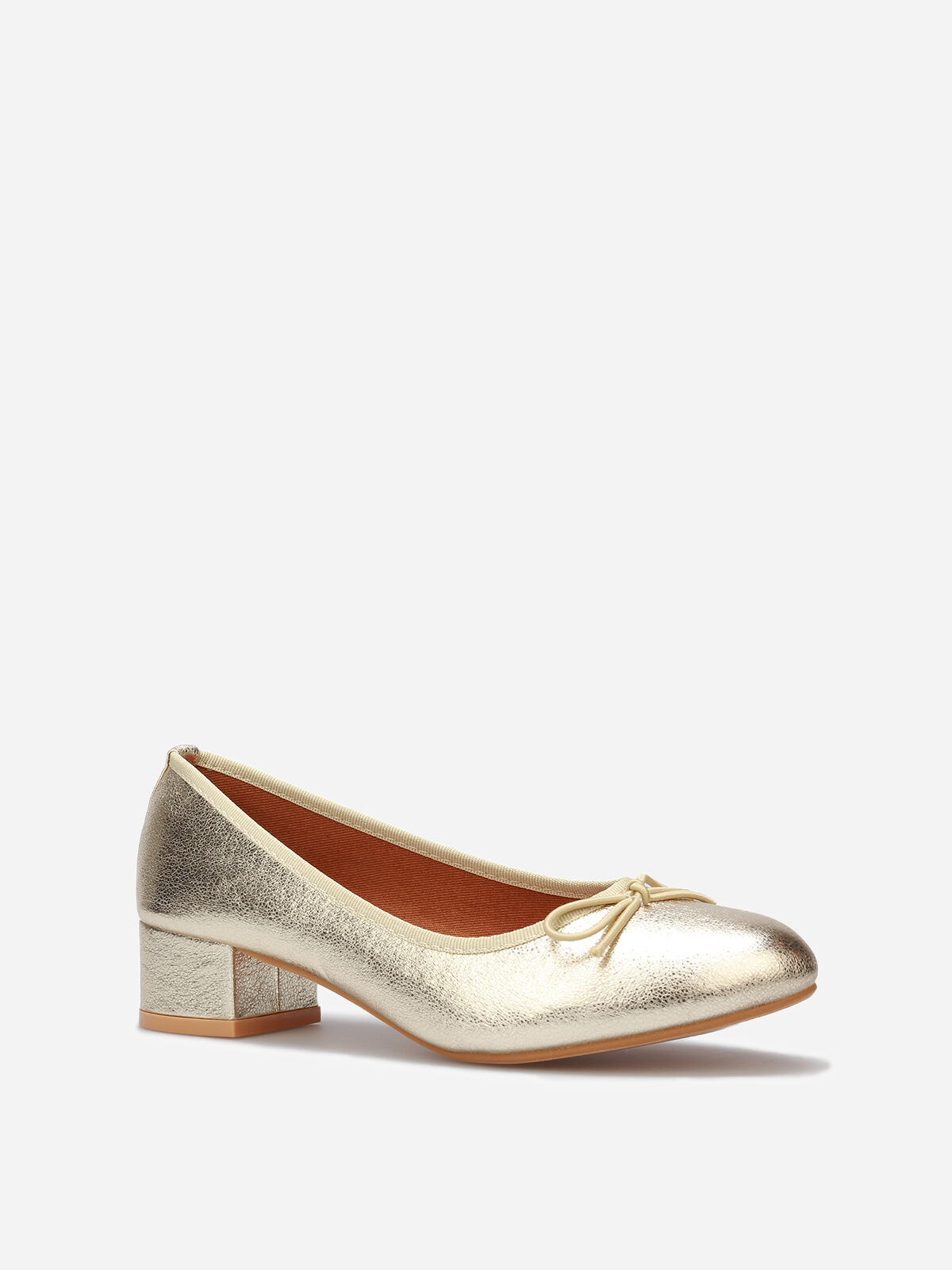Ballerines à talon et noeud- Doré