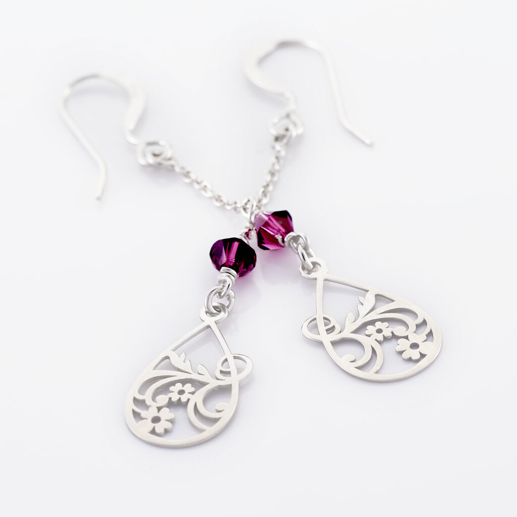 Boucles D'oreilles Pendantes Oumoul Argent Blanc Pierre De Synthese