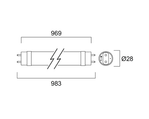 LED buis T8 G13/12W(36W) 1800 lm 4000 K neutraal wit 840 L 983/969 mm