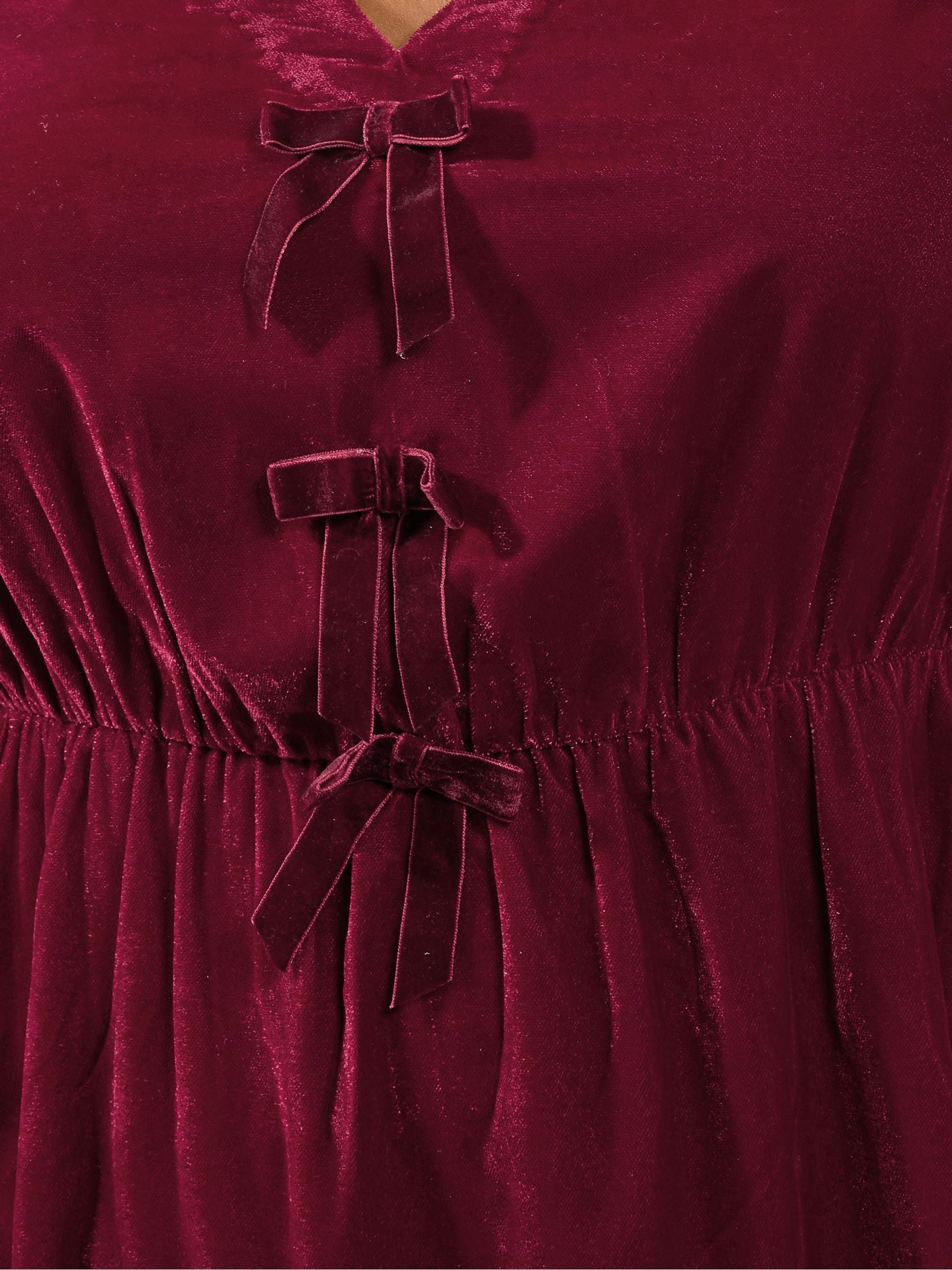 Rood - Yours Curve Party Velvet Maxi Bow Dress