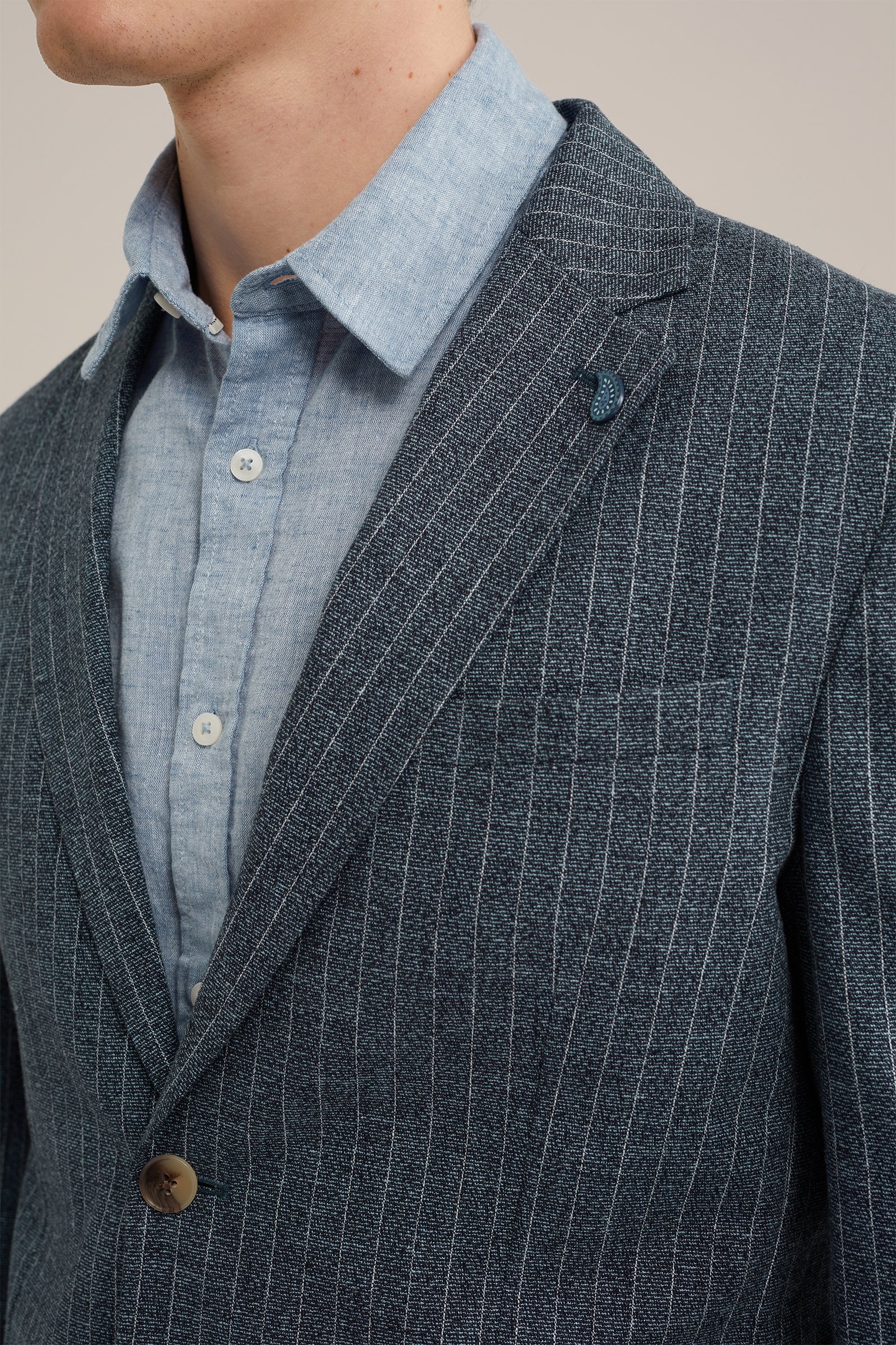 slim fit blazer van een linnenmix WE Fashion Grijsblauw
