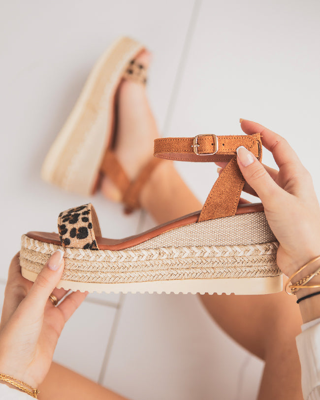 Sandale composée en CUIR léopard - femme - MJNP-95