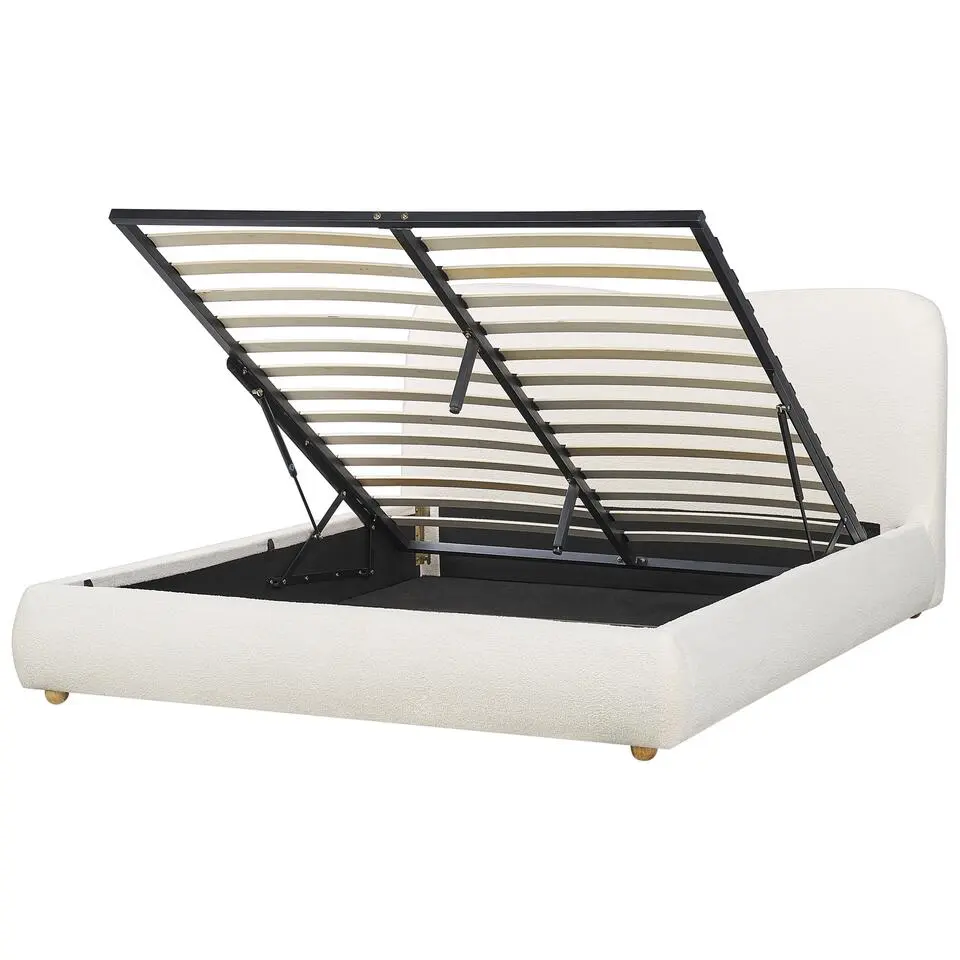BLAGNAC - Bed met opbergruimte - Wit - 160 x 200 cm - Bouclé