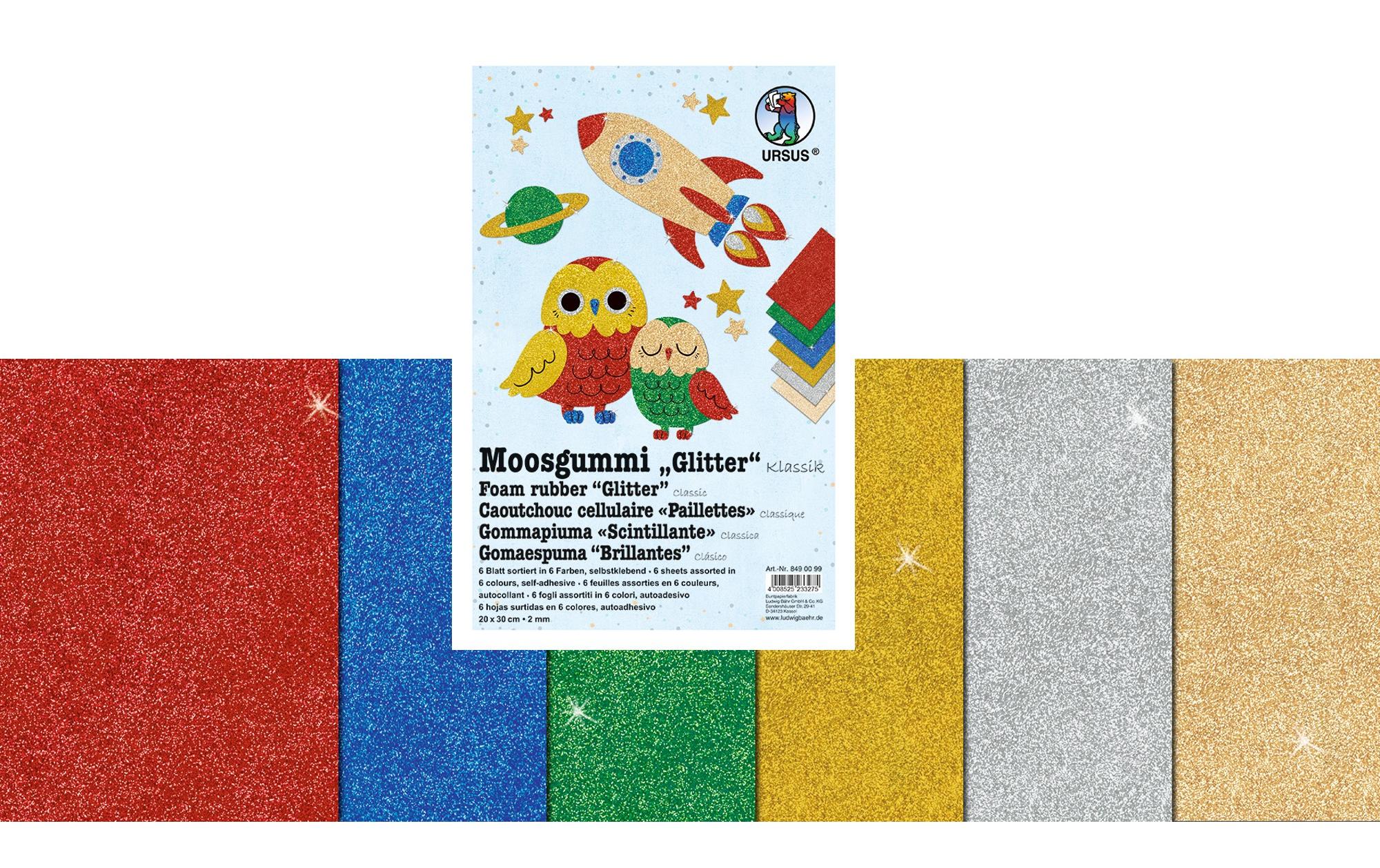 Moosgummi-Set Glitter Klassik selbstklebend, 10 StückMoosgummi Glitter