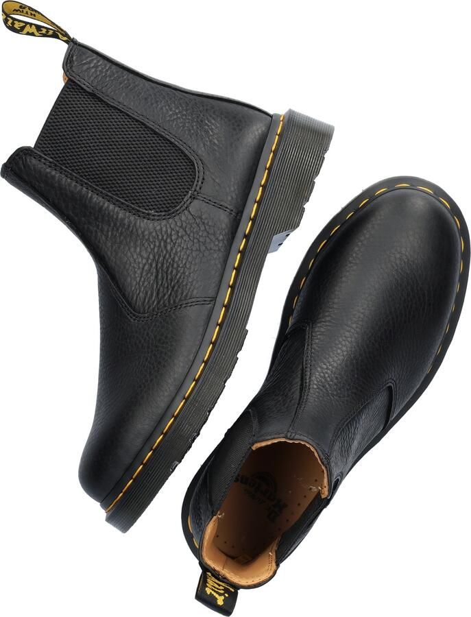 Dr. Martens Zwarte leren enkellaarzen met elastische sluiting Black Heren