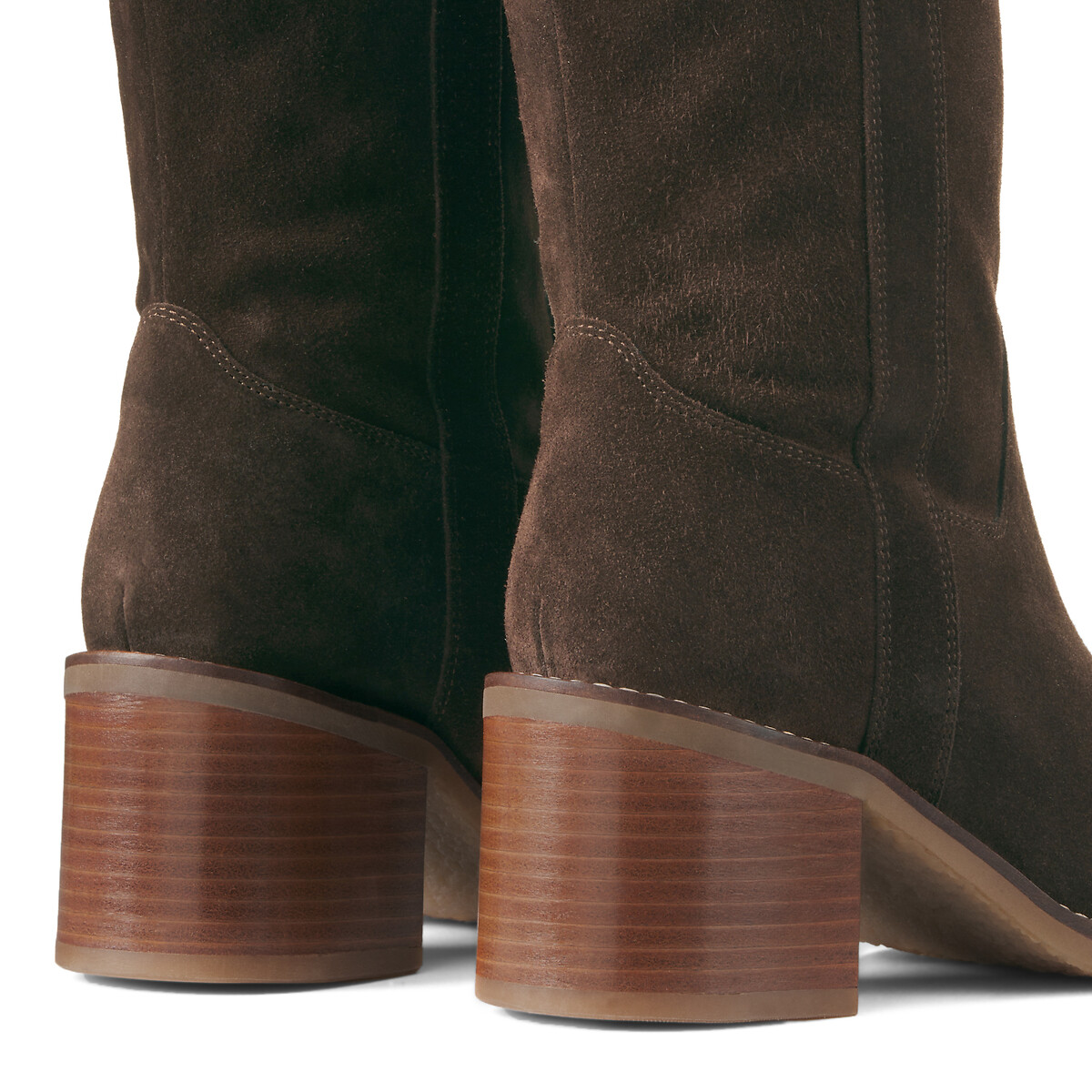 COLEÇÃO LA REDOUTE<br>Botas de salto largo, couro camurça
