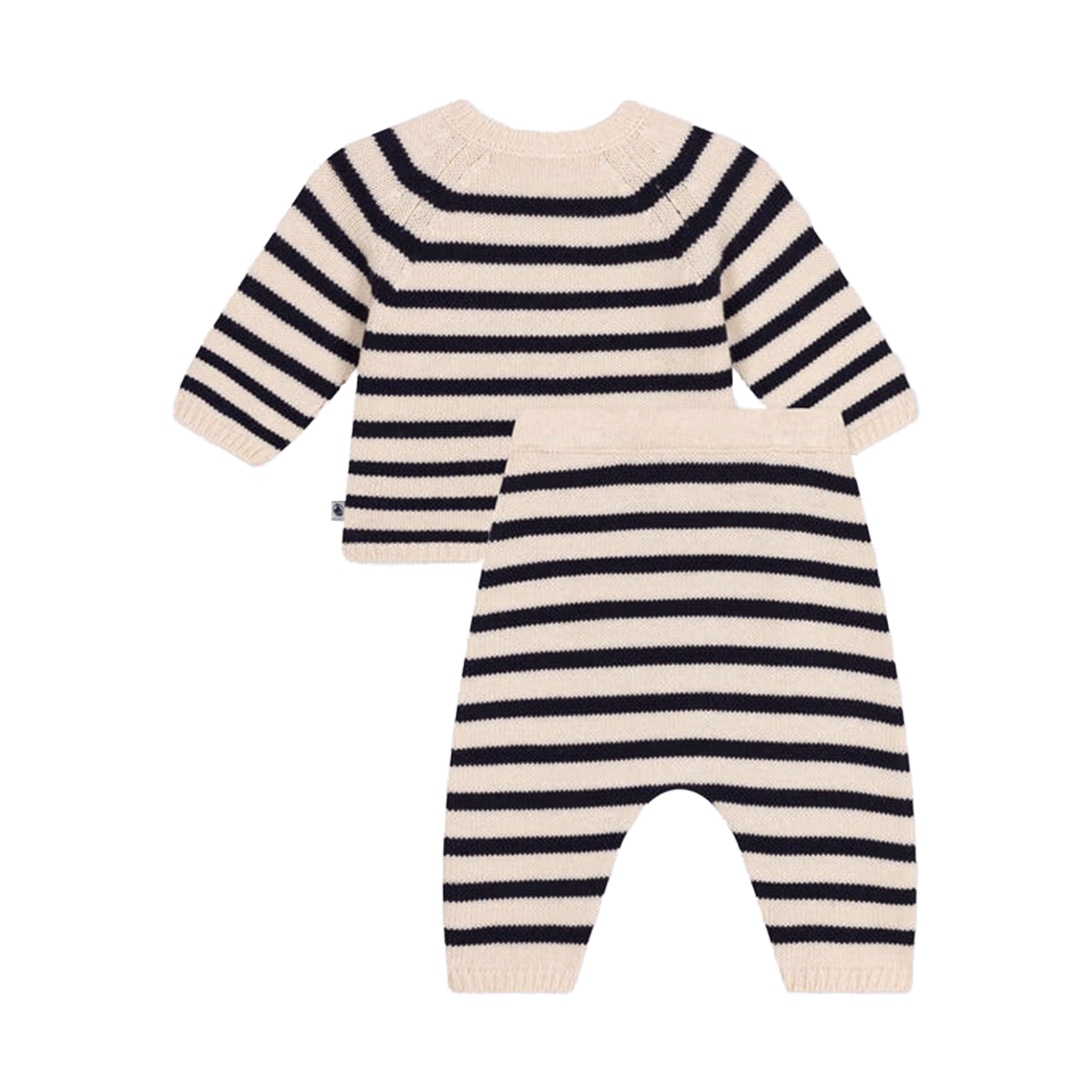 Ensemble à rayures en laine et en coton mélangés| Blanc