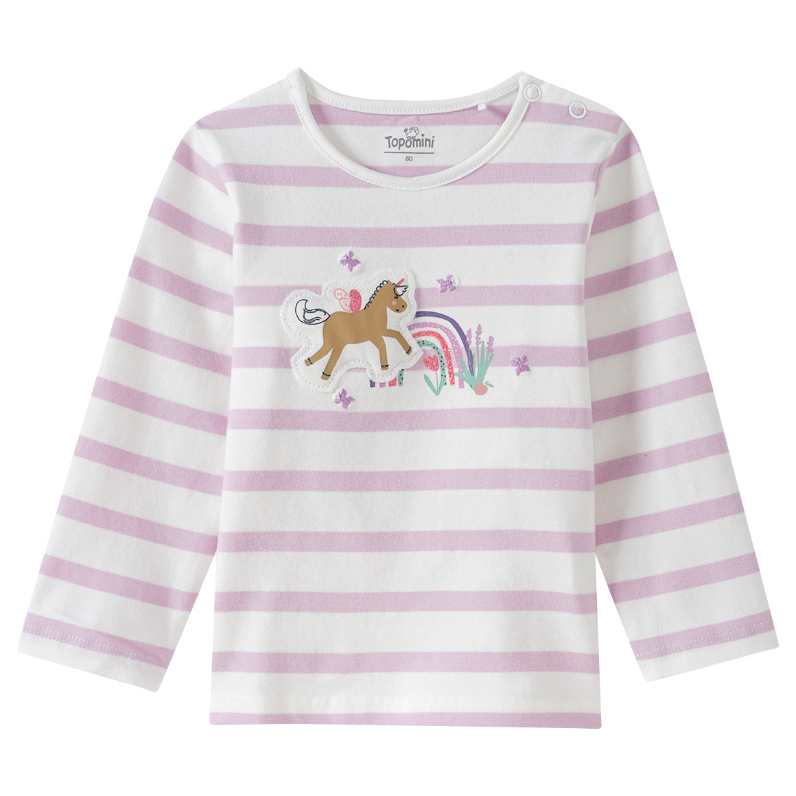 Topomini Baby Langarmshirt mit Einhorn-Motiv weiss / flieder