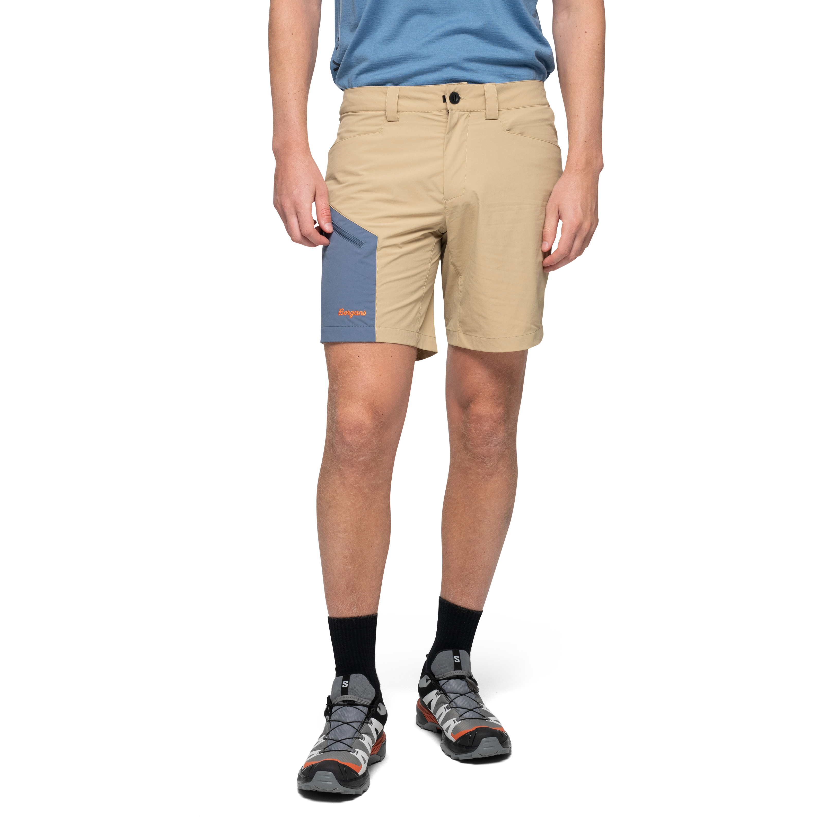 Vaagaa Light Softshell Shorts Men Warm Sand / Granite Blue