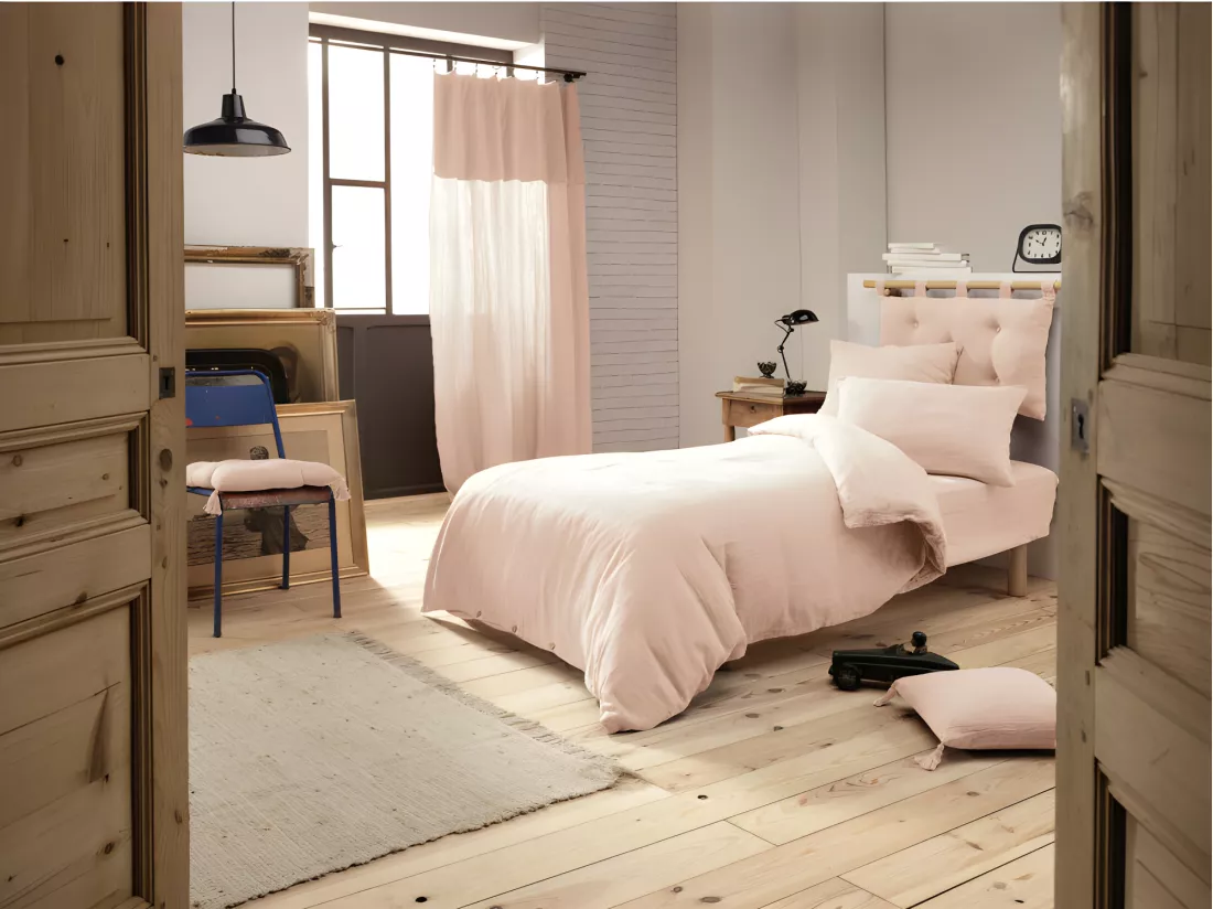 Housse de couette gaze de coton double 140 x 200 cm rose - PEPA 1
