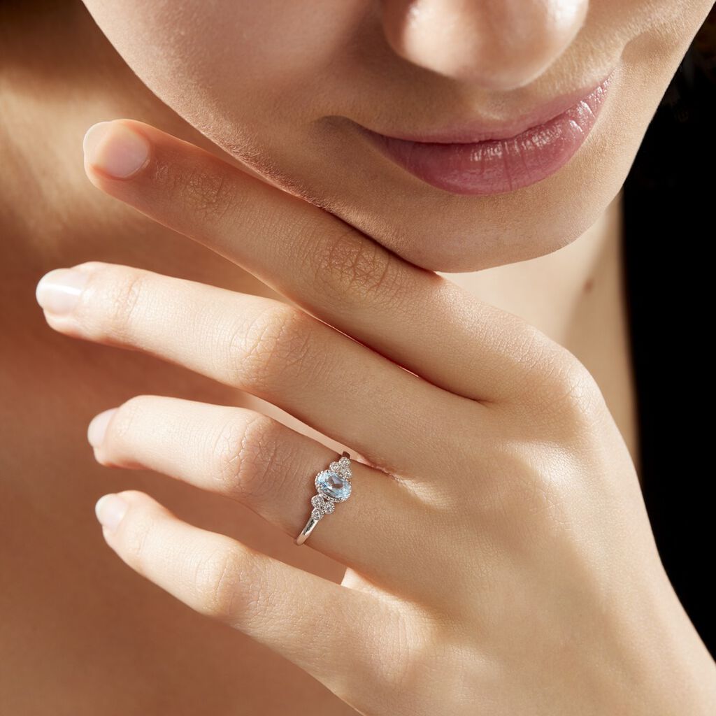 Bague Cyprille Or Blanc Topaze Et Oxyde De Zirconium