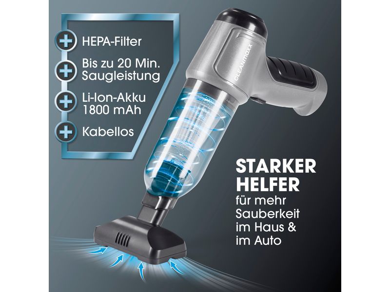 CLEANmaxx Akku-Handsauger Grau Handstaubsauger