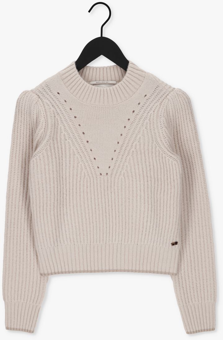 SCOTCH & SODA beige scotch & soda trui crewneck pullover with puffed sleeves