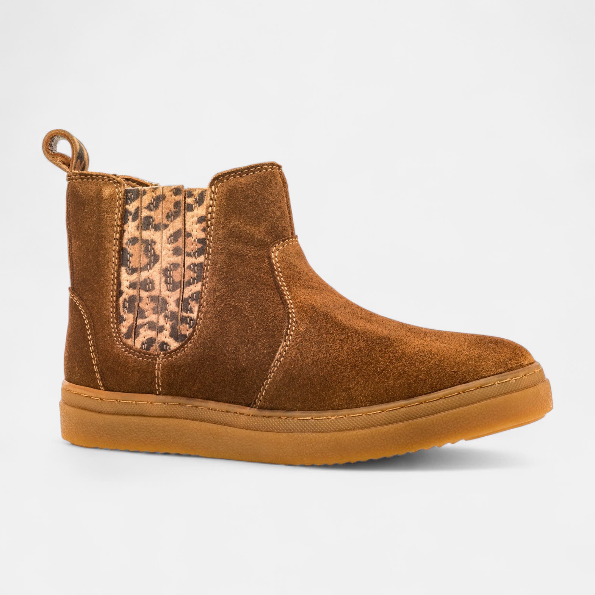 Bottines Fille en cuir cognac