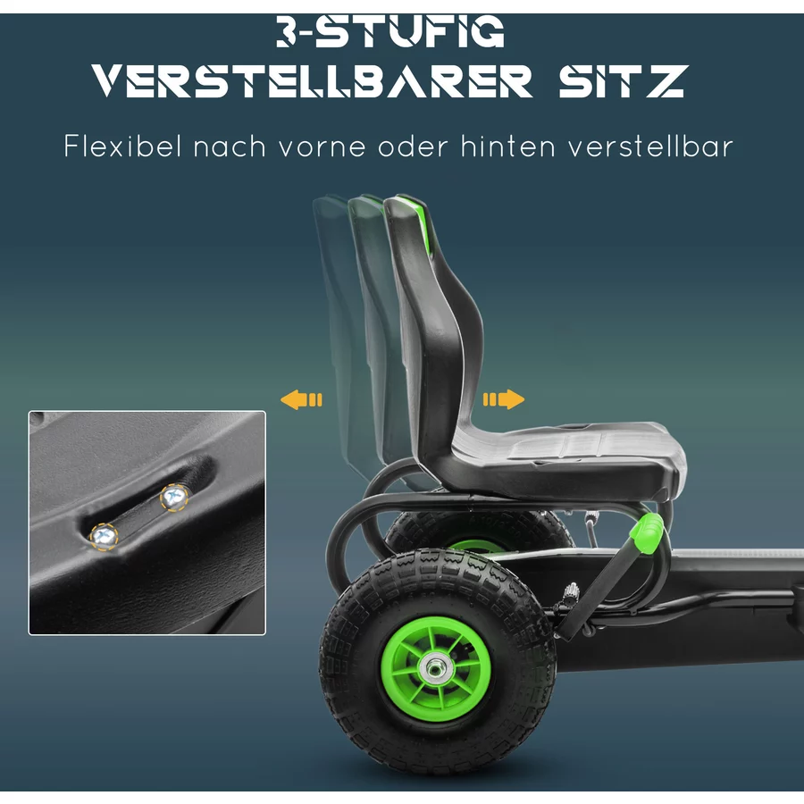 HOMCOM Go Kart mit verstellbarem Schalensitz schwarz, grün