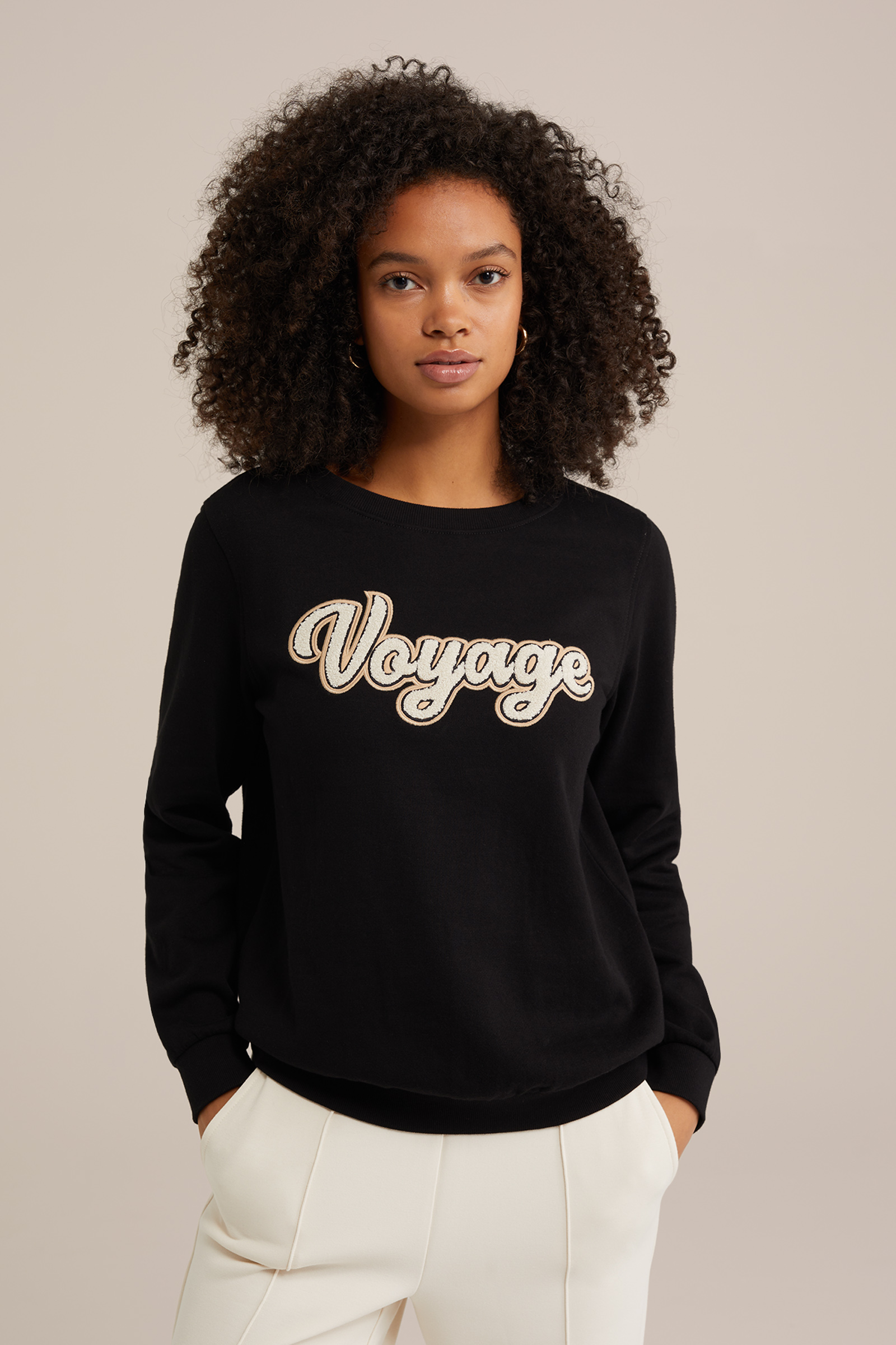 sweater met embroidery WE Fashion Zwart