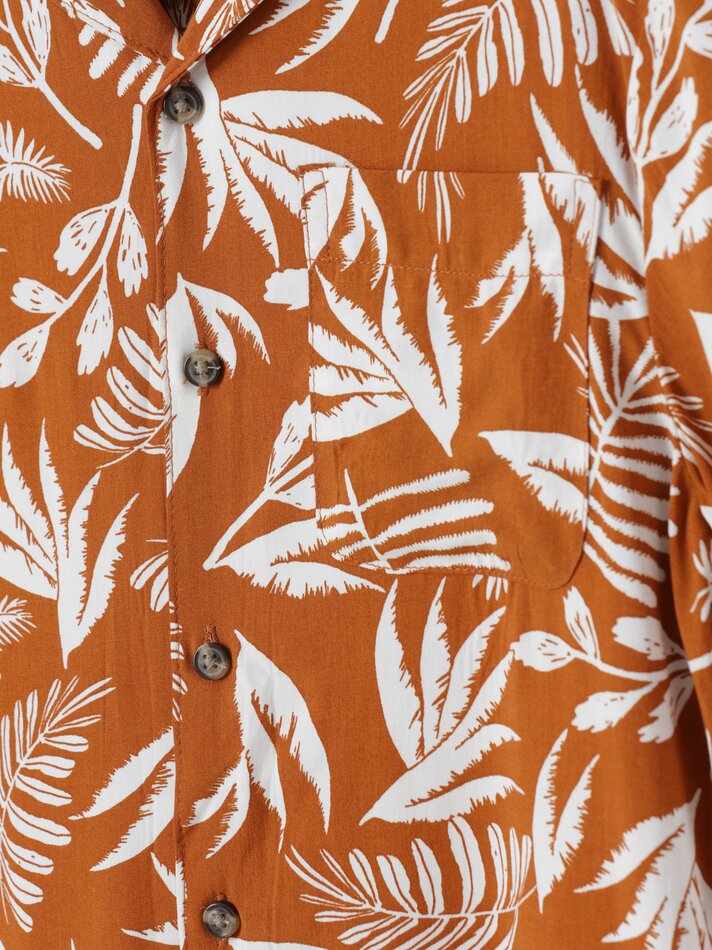 Camisa estampada para resort - Bege