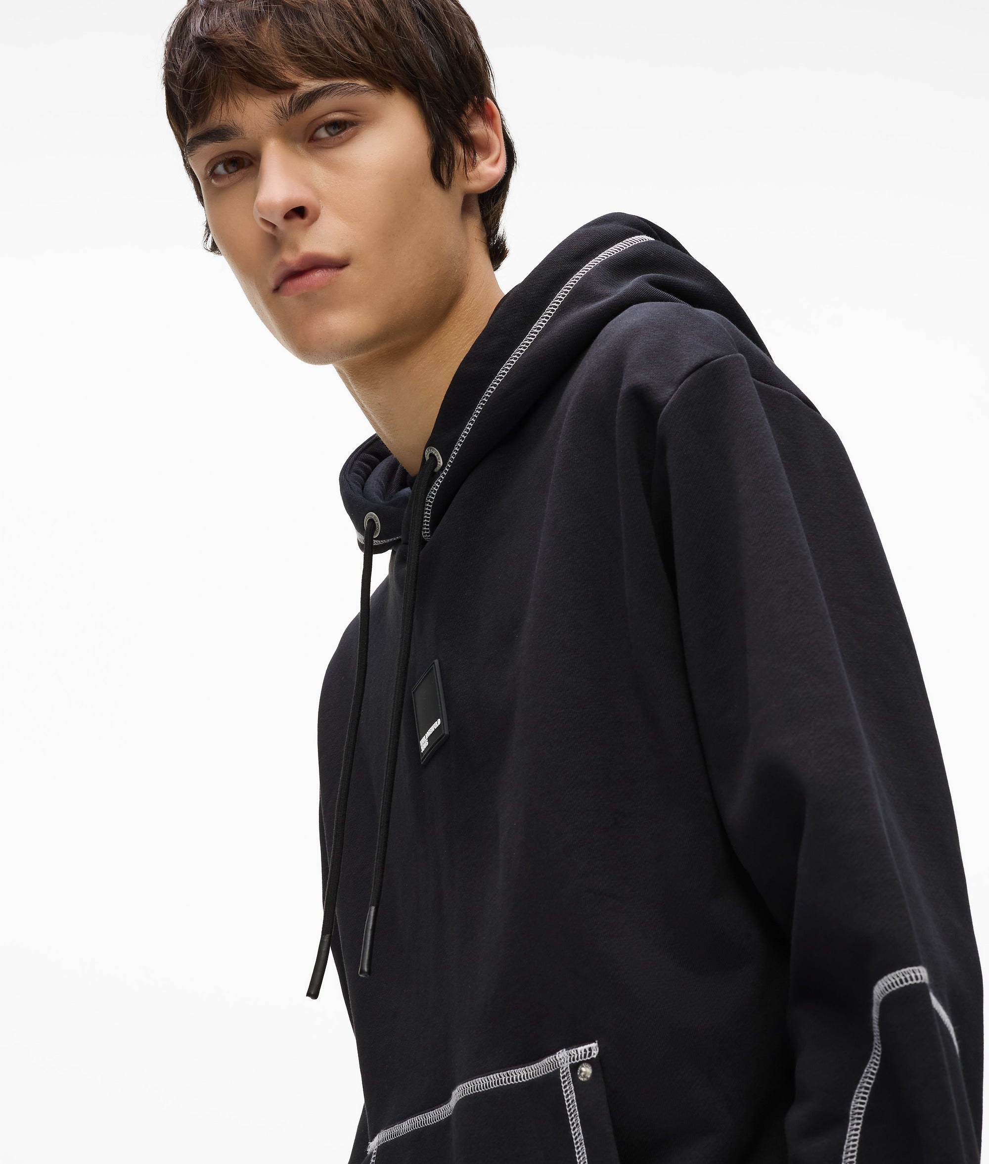 Hoodie met contrasterende naden