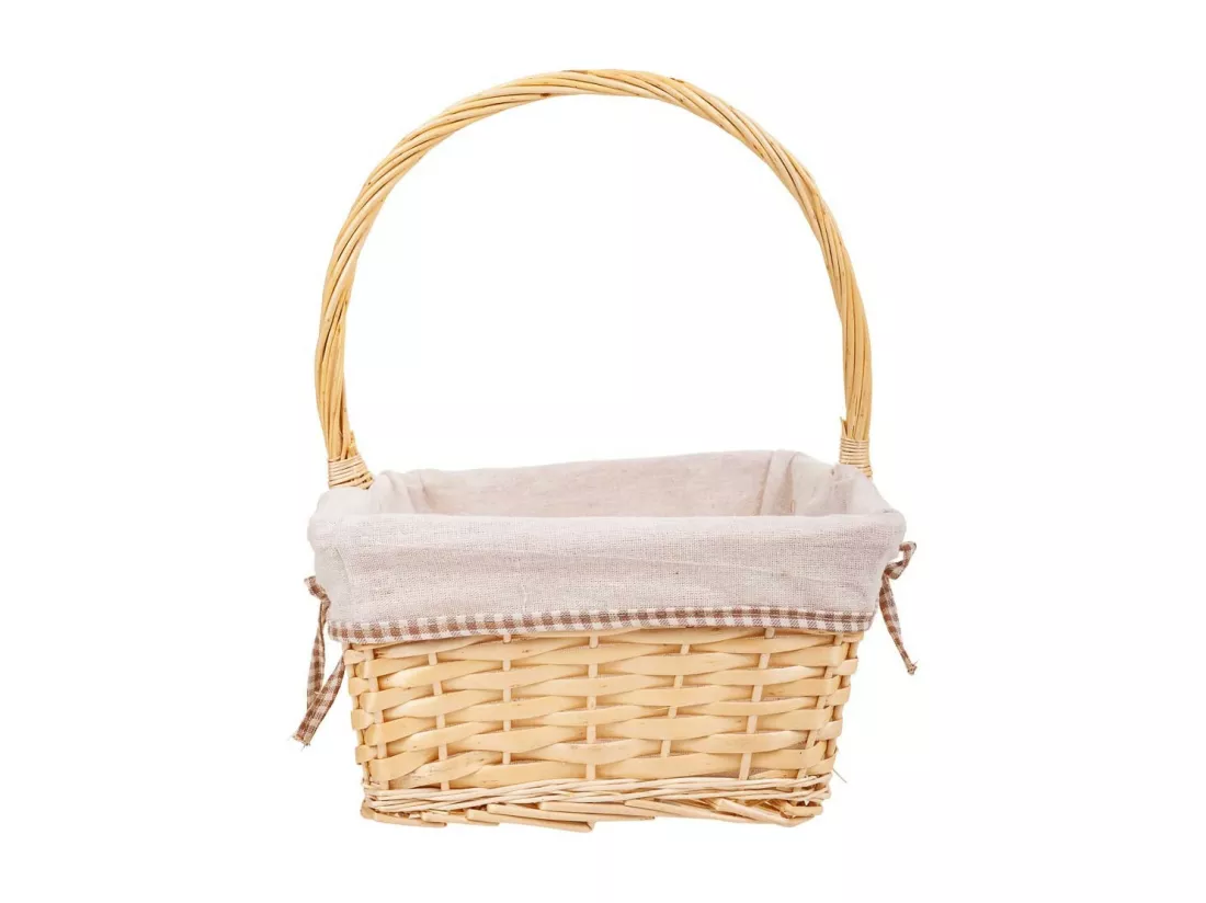Set de 3 paniers en osier doublés blancs