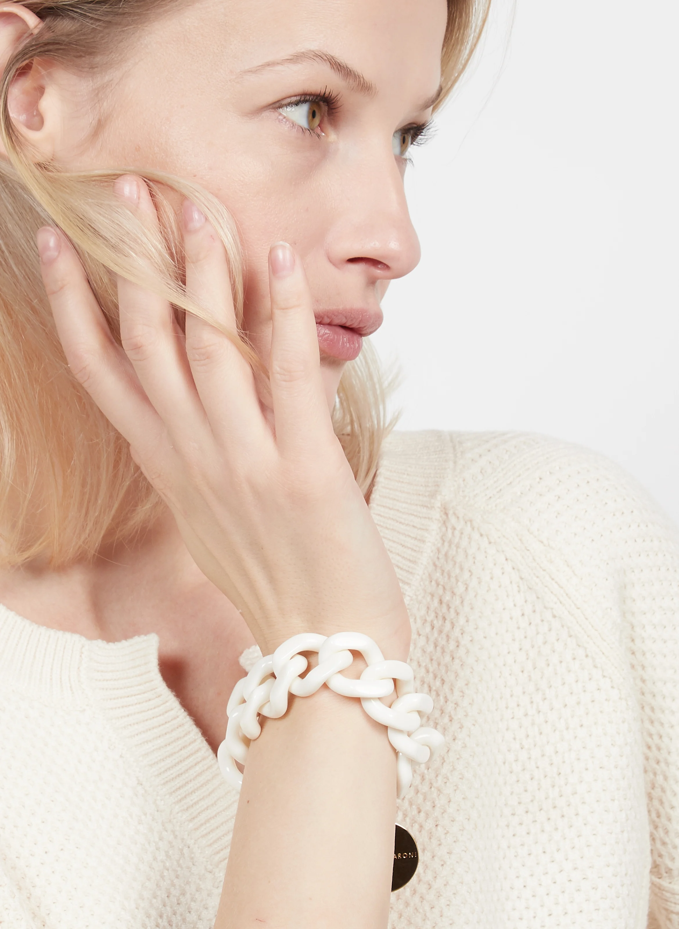 Bracelet à maillons plats | Blanc