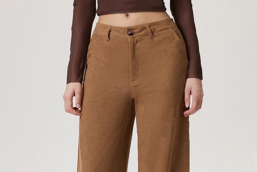 blossomgal - Lage taille corduroy broek met wijde pijpen