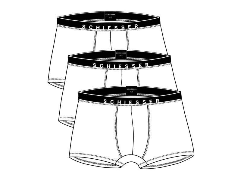 SCHIESSER Unterhosen Herren 3-er Pack, Weiss, L Weisse, körpernahe Herren-Shorts
