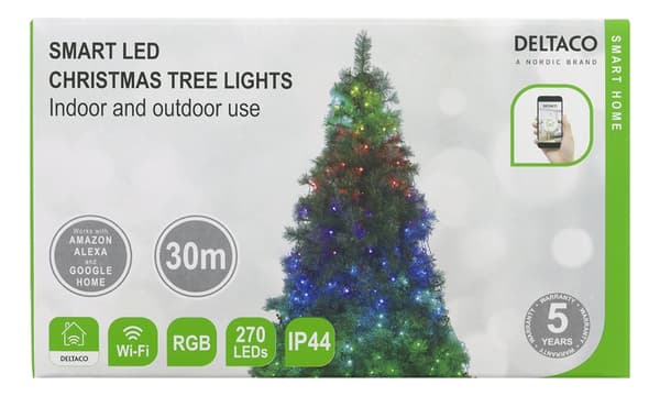 DELTACO SMART HOME WiFi Tree light, 270L, 10 strenger, 30m