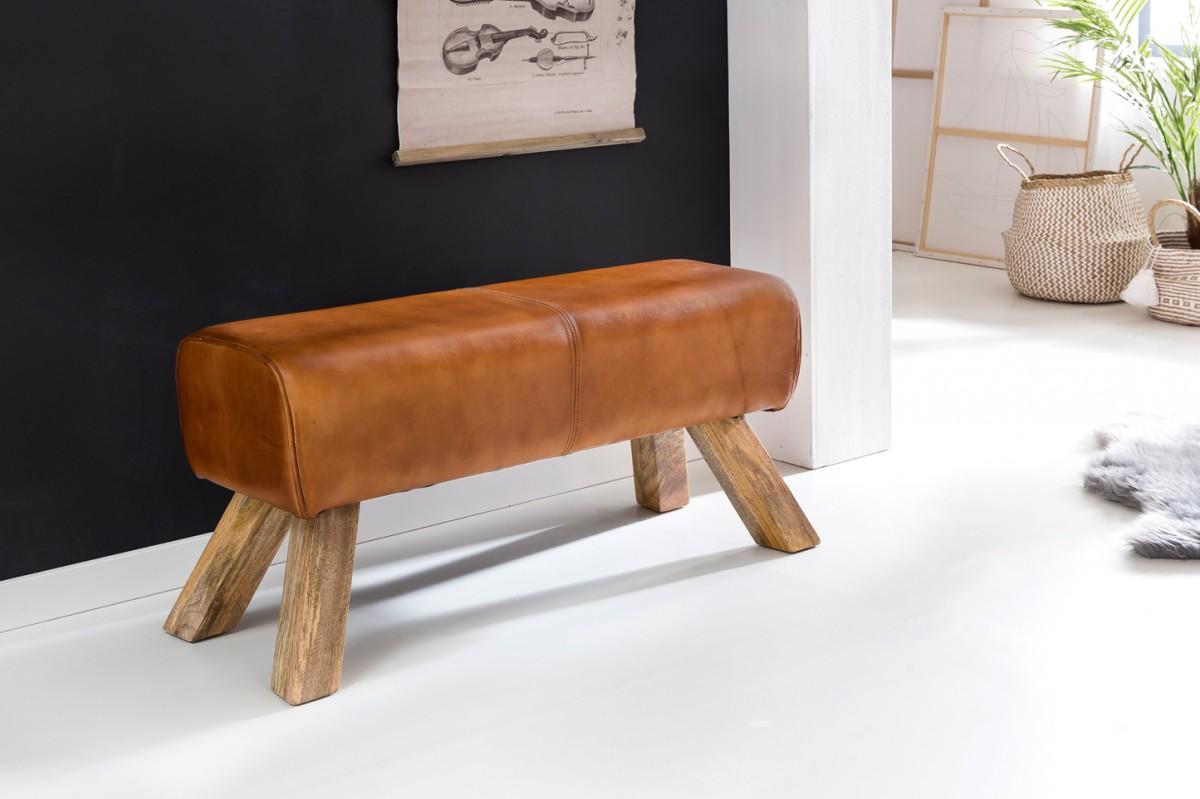 CHILLROI Design Turnbock Sitzbank Echtleder Gaderobenbank Turnhocker Hocker Bank