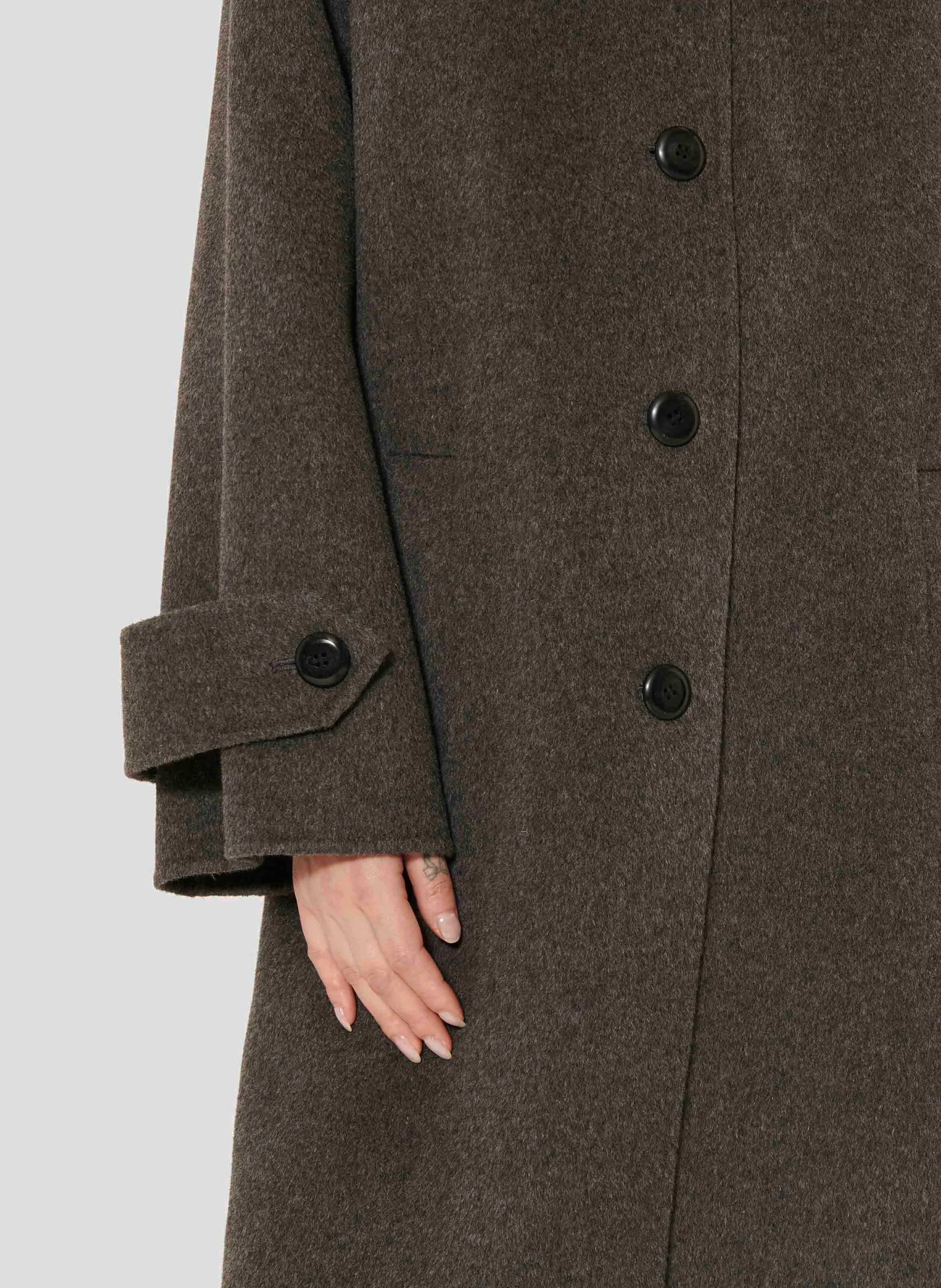 MARLY - Manteau col classique en laine mélangée | Gris