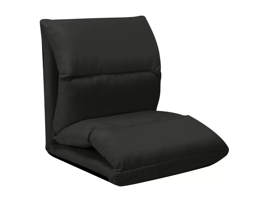 Prolenta Premium - Chaise pliable de sol Noir Microfibre