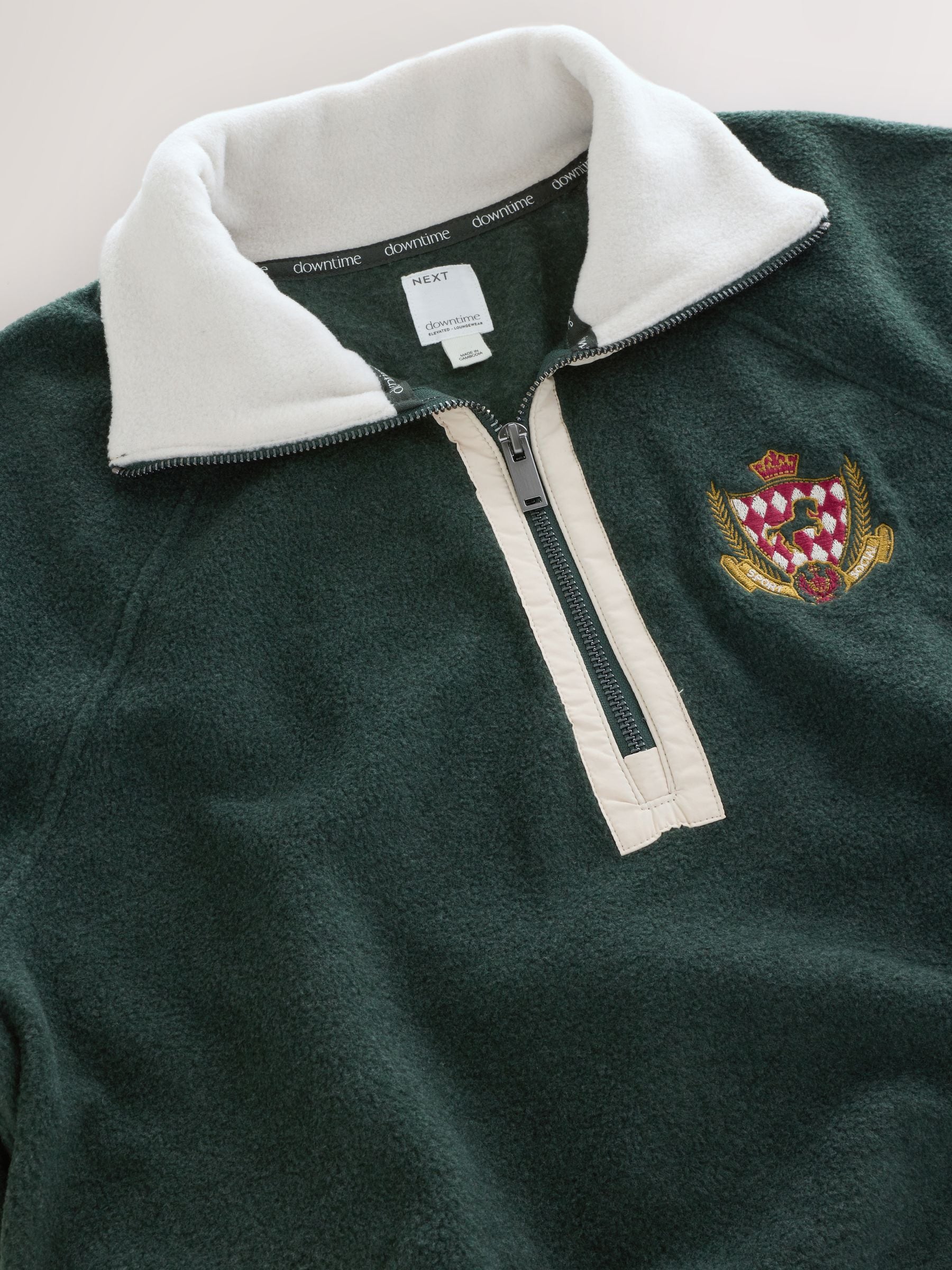 Groen/ecru - Fleece met rits tot aan de borst