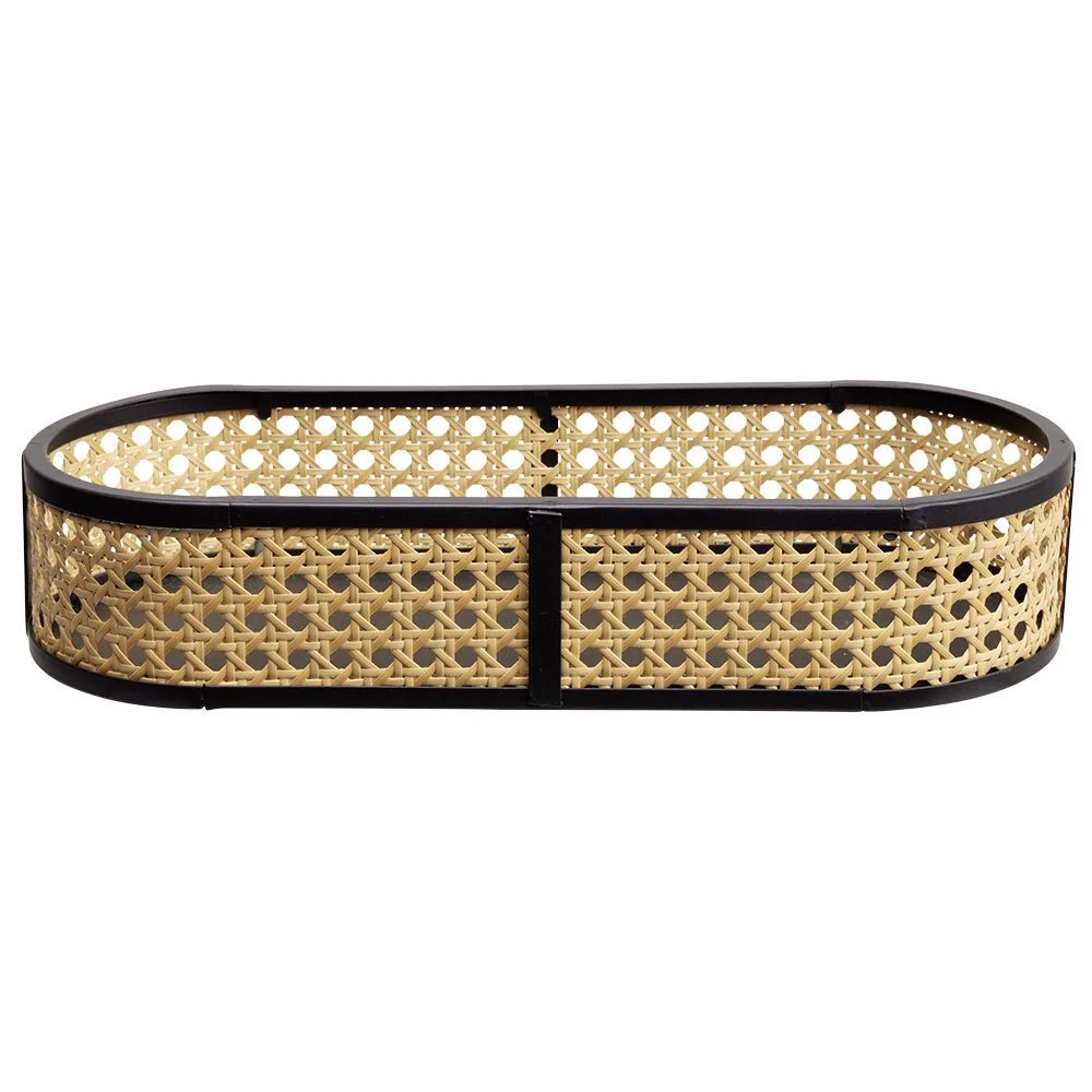 Plateau ovale cannage rotin naturel noir