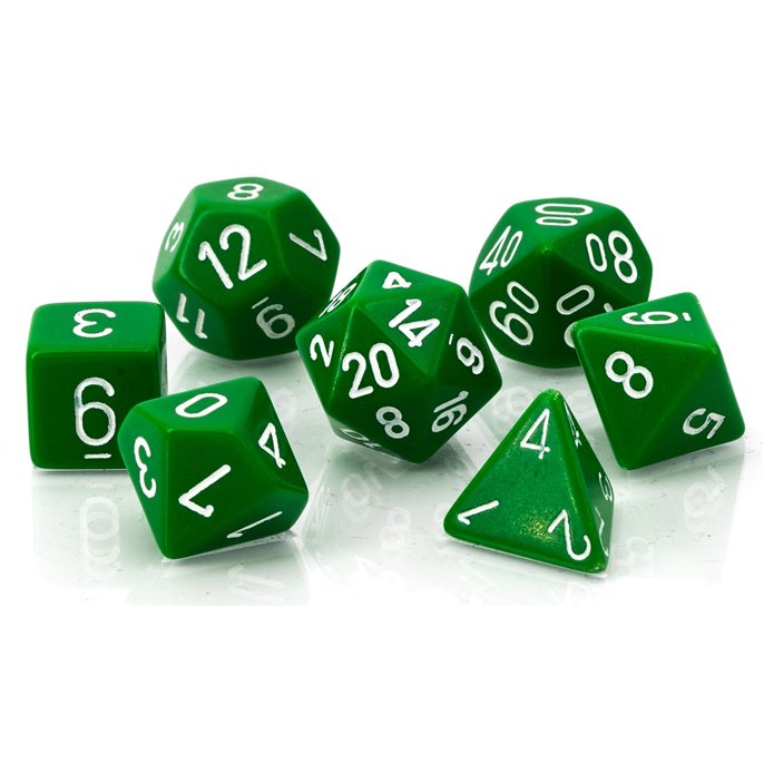 Set de dés : Vert  et  Blanc - Opaque
