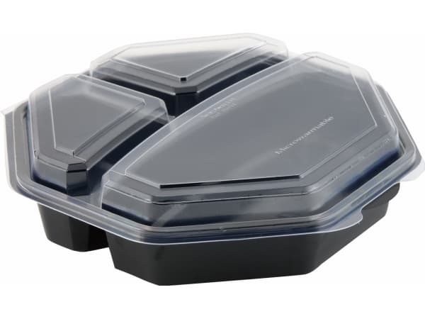Duni Octaview Hot Use - Matlagringsbeholder - 1090 ml - åttekantet - avhendbar - svart (en pakke 160)