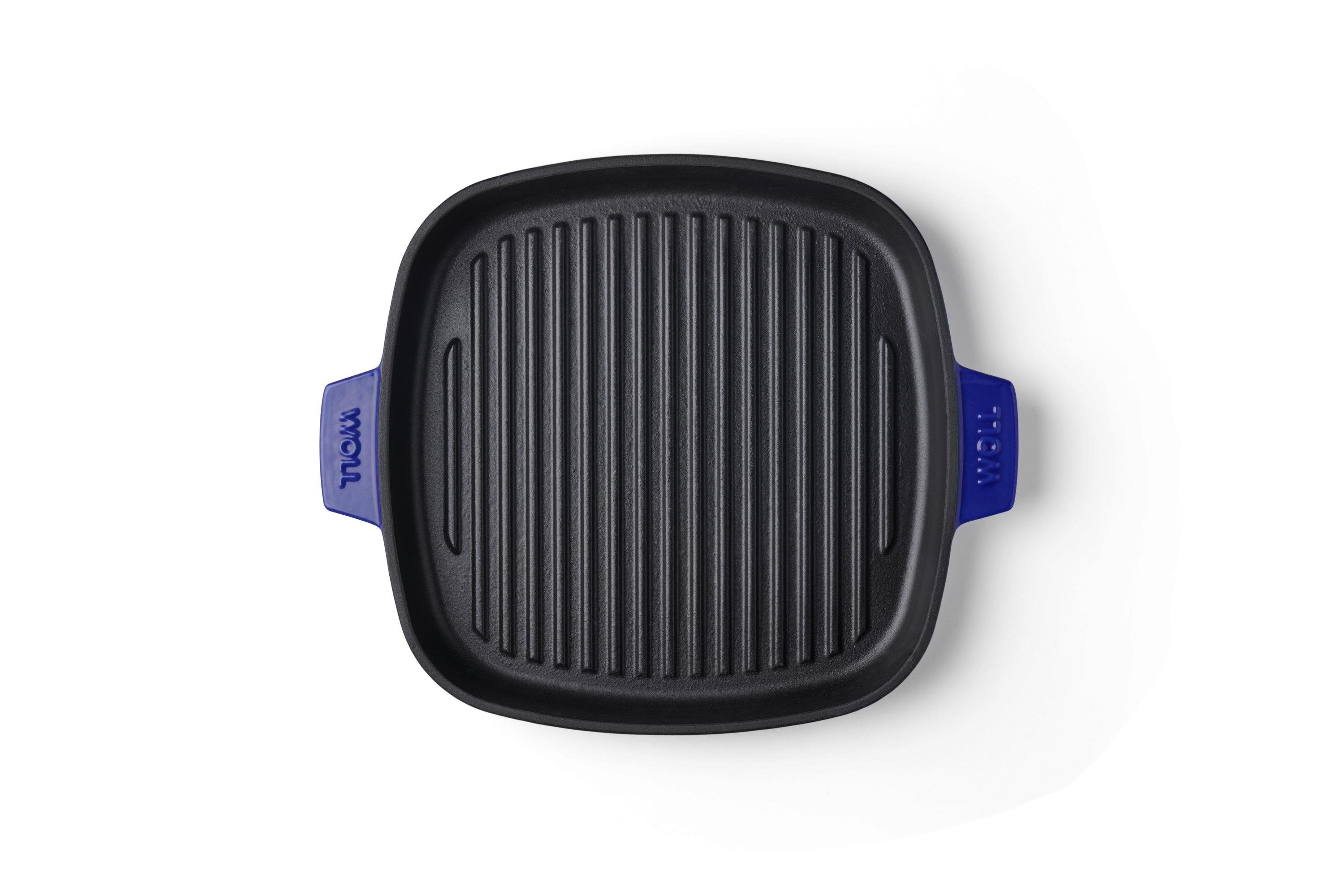 Iron Guss-Grillpfannen-Set mit 2 Steakmessern - Farbe: Cobalt Blue