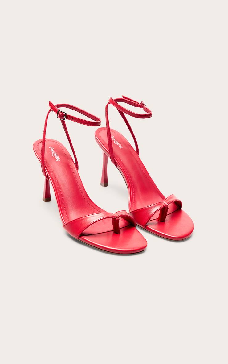 Rouge Sandale À Talon Compensé En Synthétiquecuir Avec Bride Entre Les Orteils