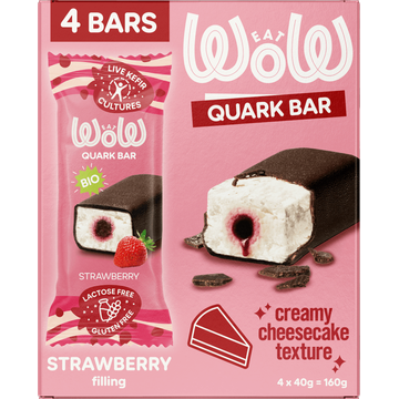 EatWOW Biologische Lactosevrije Kwarkreep Vanillesmaak met Aardbei Vulling 4 Stuks