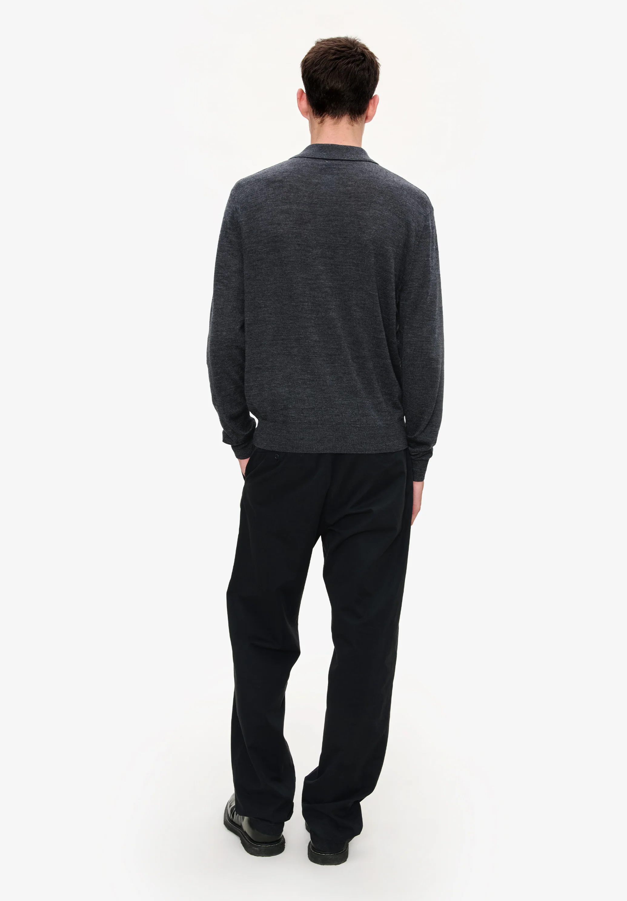 Polo en laine. - Anthracite chine