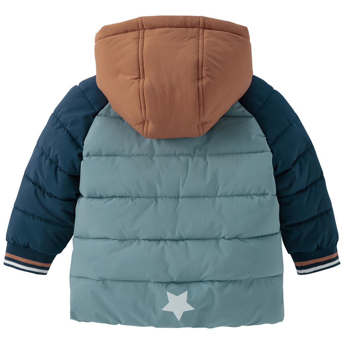 Topomini Baby Steppjacke im Colourblocking-Look dunkelblau / dunkeltürkis / hellbraun