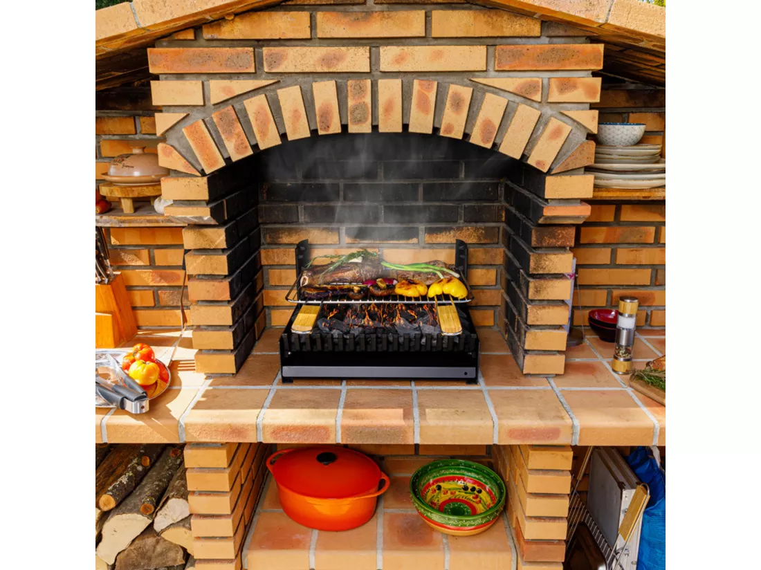 Barbecue au charbon de bois réglable en 3 hauteurs GRILLOIR - grilloir à poser - SOMAGIC