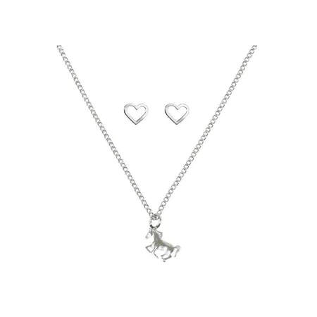 bb Klostermann Kette+Ohrstecker Pferd/Herz Silver Line