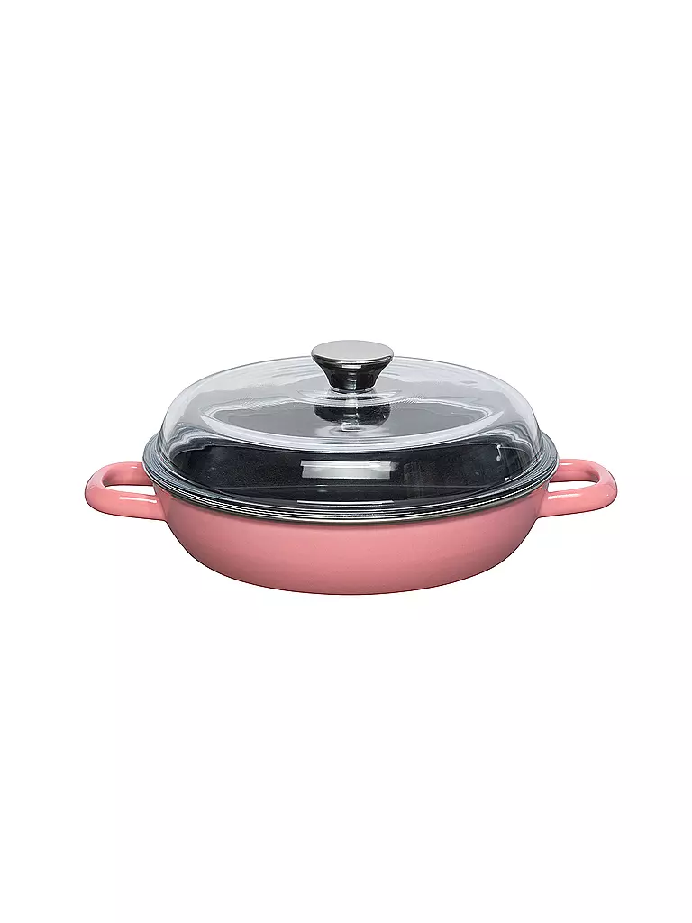 RIESS Schmorpfanne mit Deckel 24cm Pink koralle