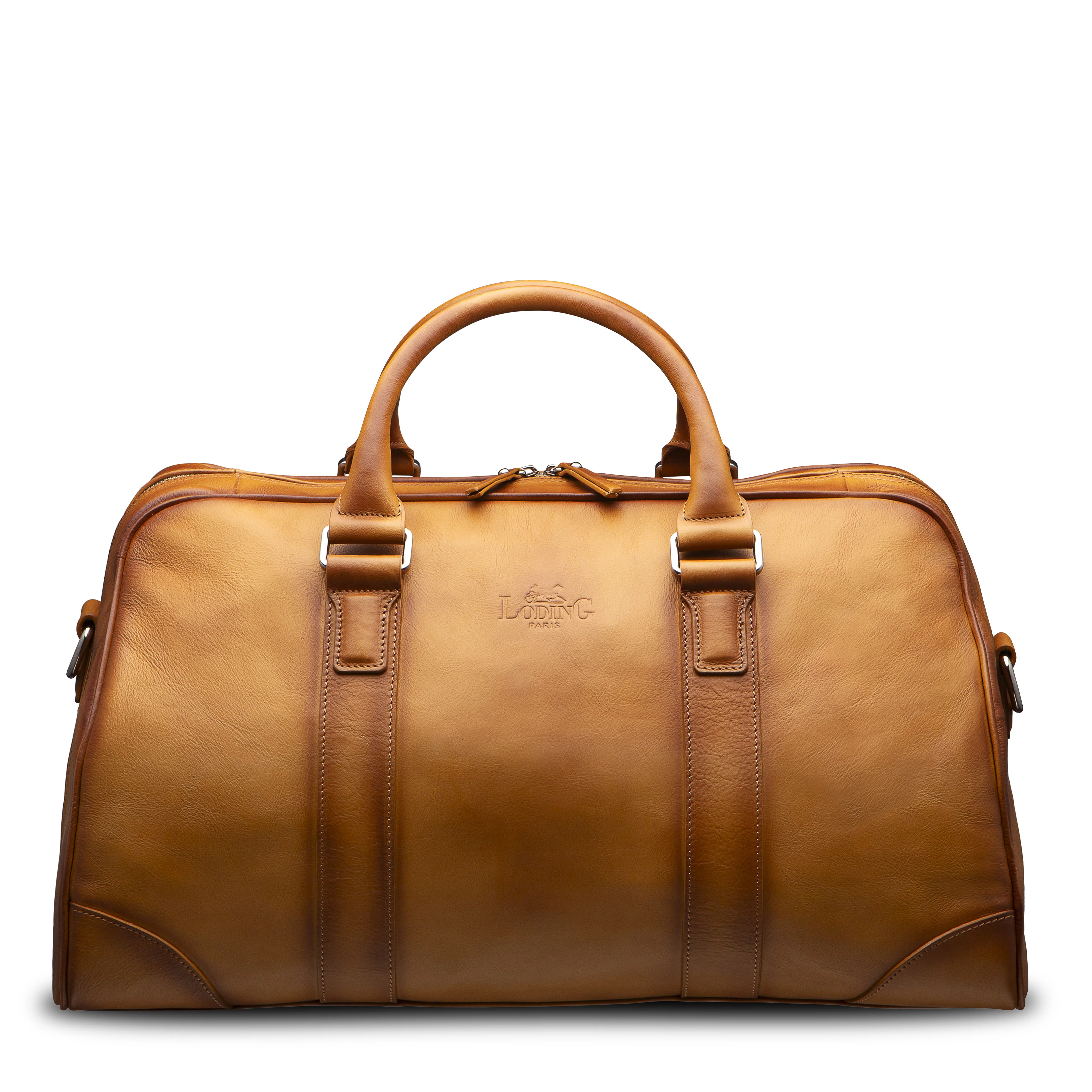 Sac week-end de voyage en cuir camel