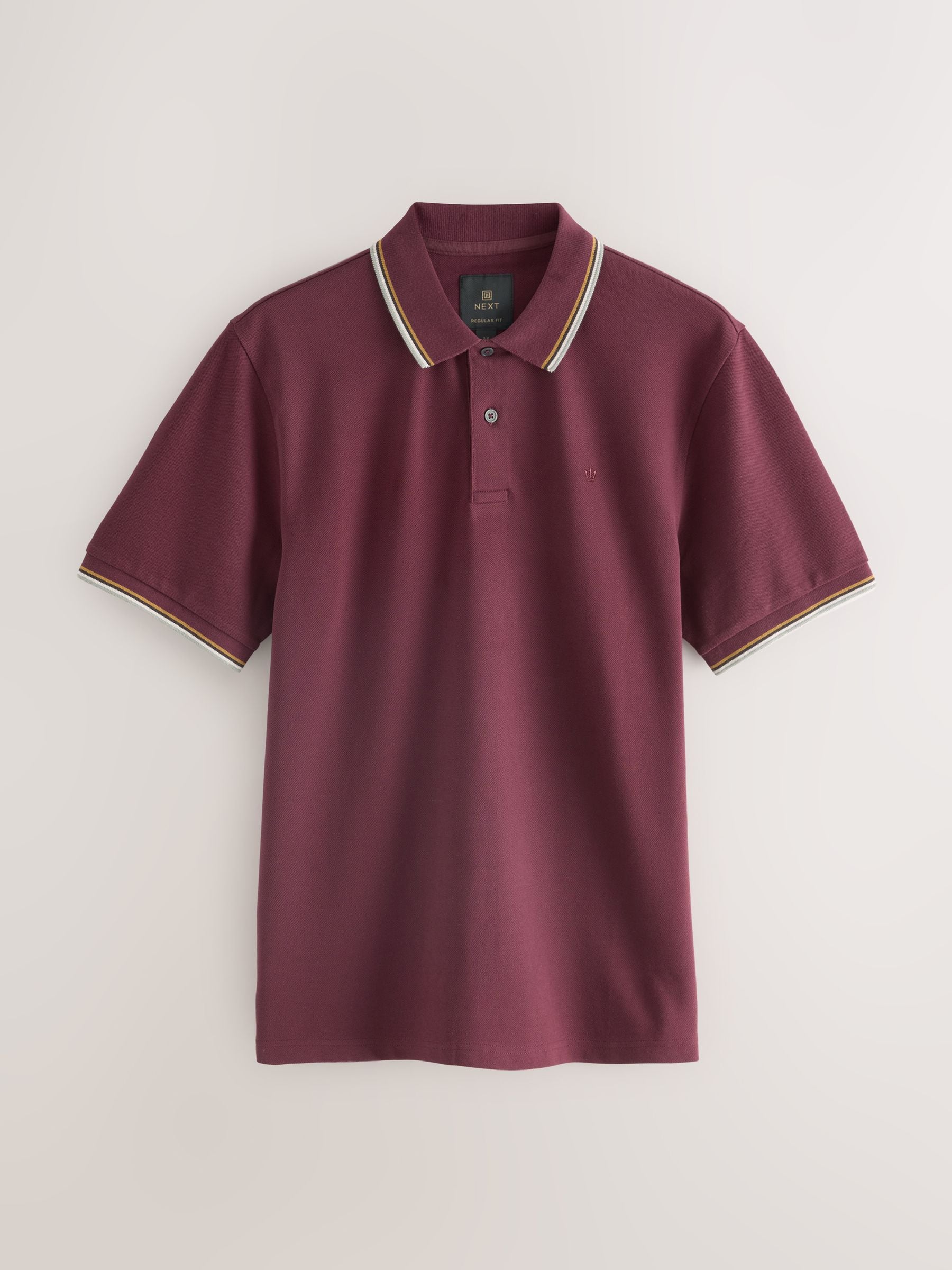 Bordeauxrood - Regular fit poloshirt met korte mouwen en contrasterende randen